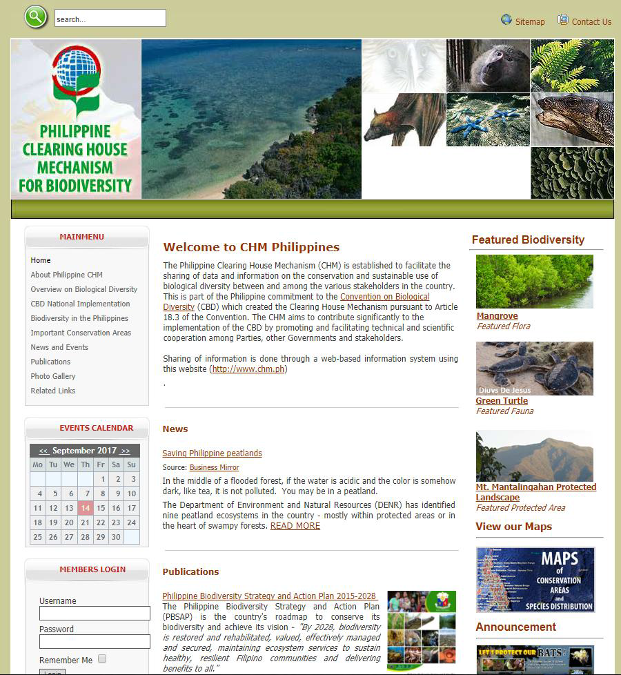 필리핀의 생물다양성센터 홈페이지