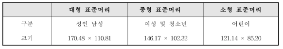 표준머리의 크기와 구분