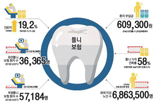 의치를 장착중인 환자의 수와 규모