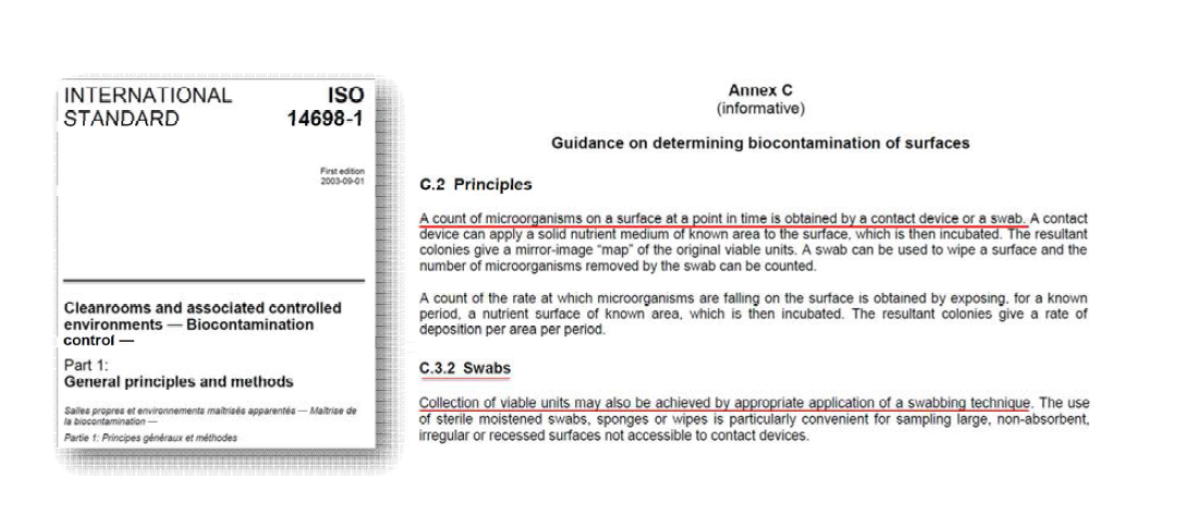 ISO 14698-1 swab법을 이용한 오염정도 평가 방법