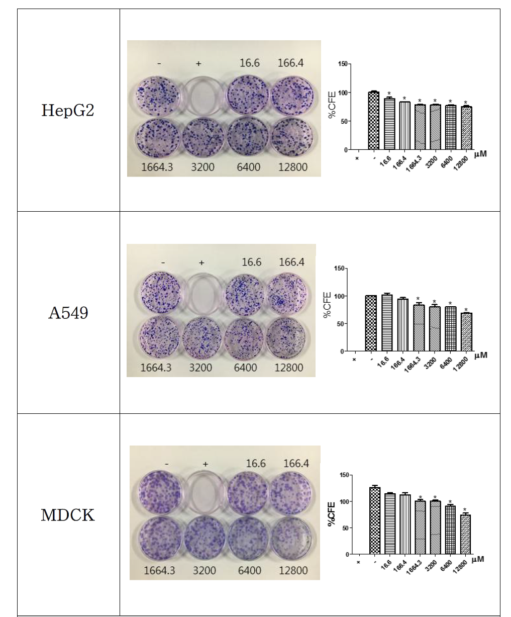 GNP 300㎡/g을 처리한 CFE assay 결과