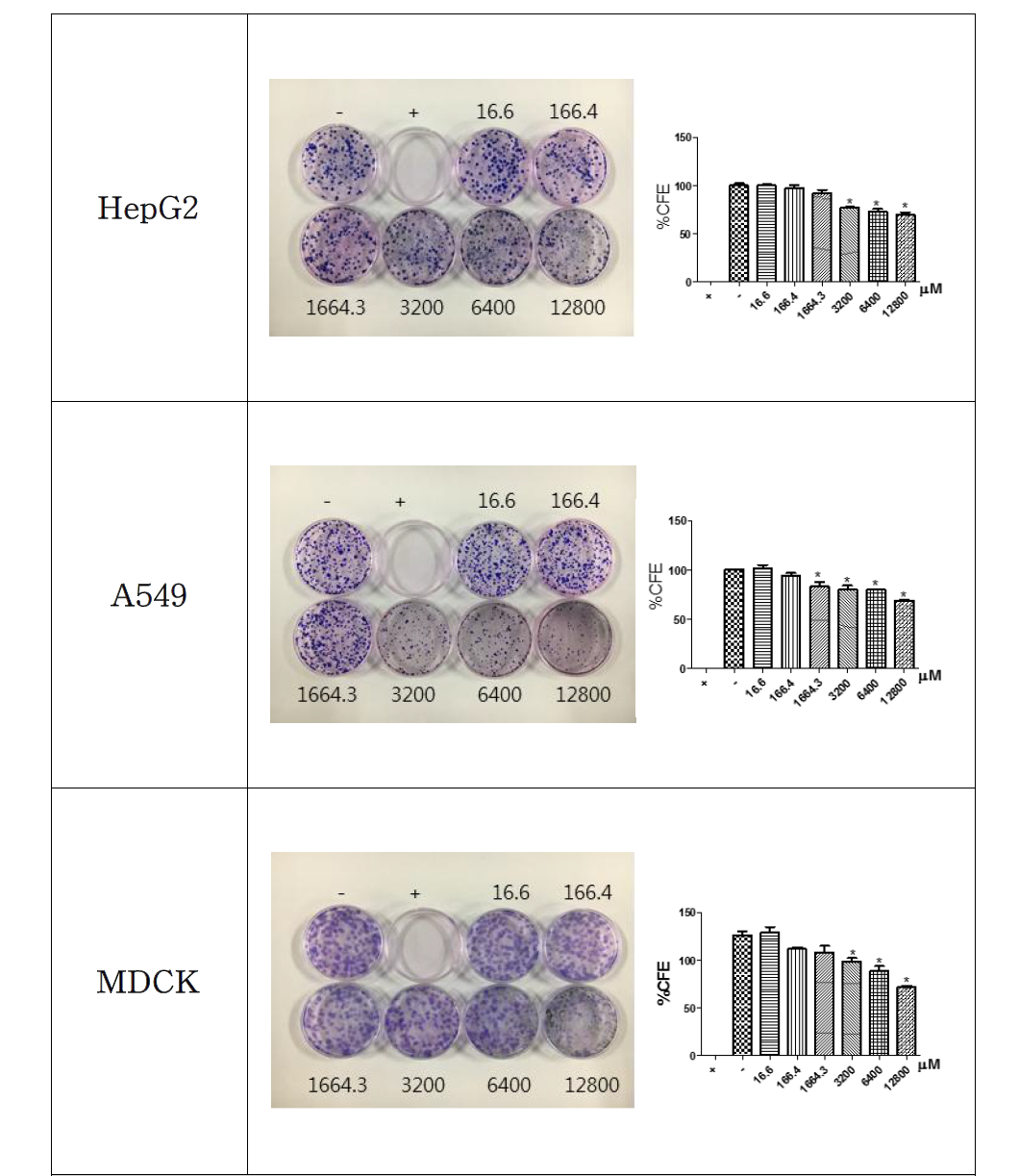 GNP 500㎡/g을 처리한 CFE assay 결과