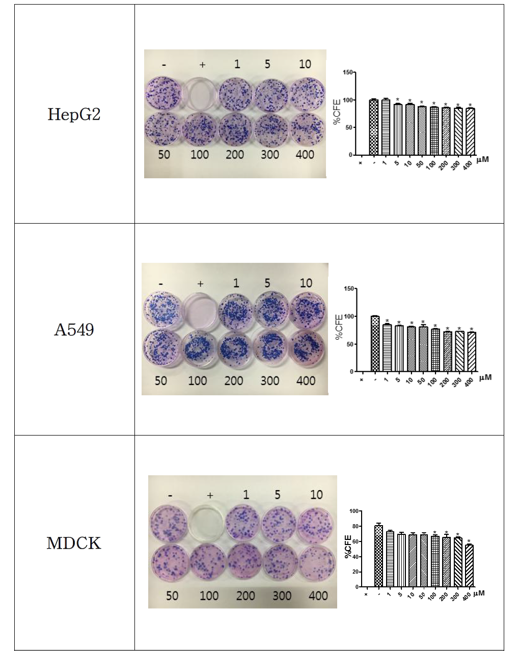 Fe2O3 (200㎚)을 처리한 CFE assay 결과