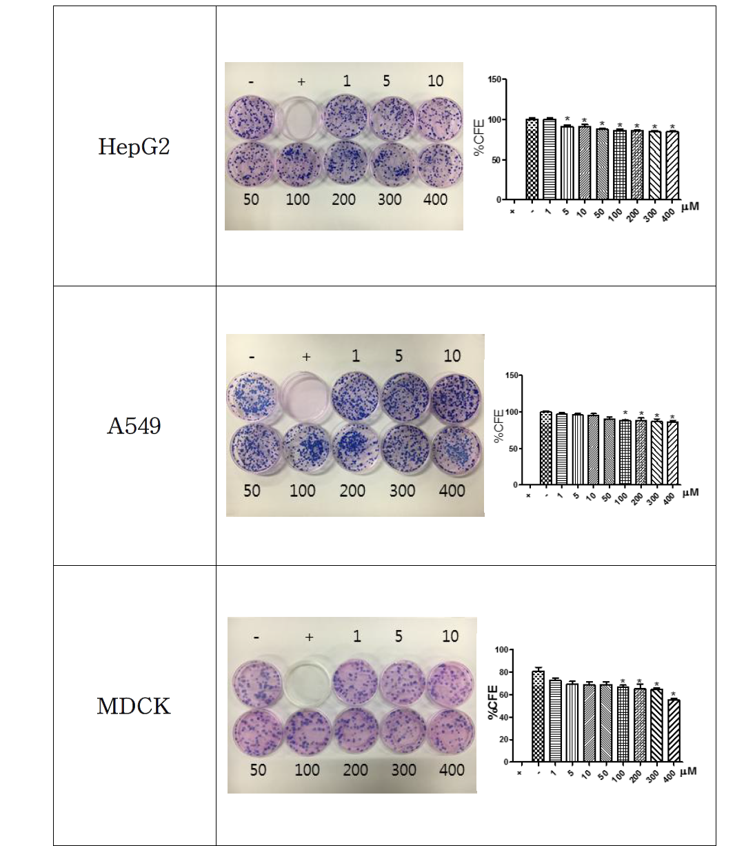 Fe2O3 (10㎛)을 처리한 CFE assay 결과