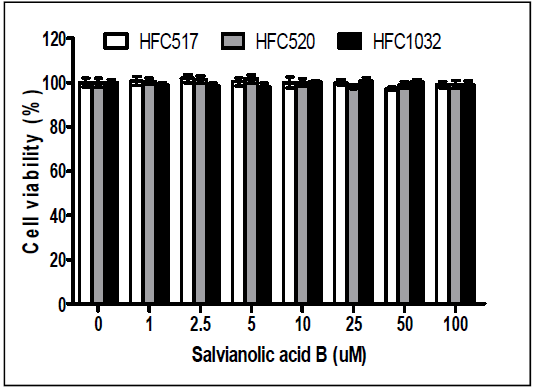 Losartan과 salvianolic acid B 병용처리에 따른 세포독성 측정 결과.