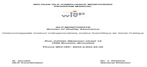 벨기에 GLP compliance program manual