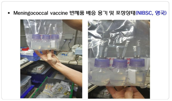 수막구균 백신 반제품 배송 용기 및 포장상태