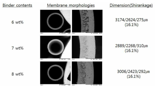 도프용액 내 바인더 함량에 따른 특성 변화