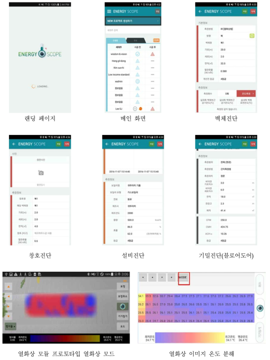 모바일 진단 Application(안드로이드용) 화면