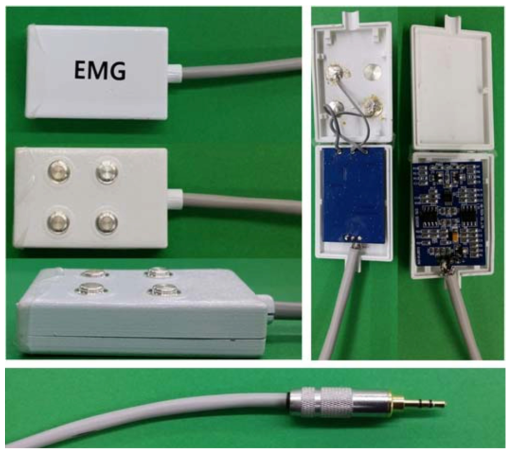 EMG 측정단자 (상)앞면 (중)뒷면 (하)옆면, 내부 회로, 연결단자