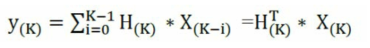 LMS 계수 y(k)와 H(k)의 관계식(X(k)는 입력값