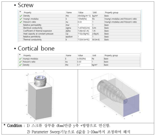 Interference screw의 Cortical bone에 체결 시 구조 강도 해석 조건