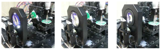 수광 렌즈 크기변화에 따른 실험 구성: 렌즈 크기 50mm(왼쪽), 40mm(가운데), 30mm(오른쪽)