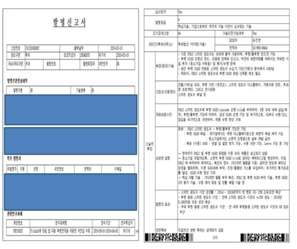 투명 OLED 발광 PDLC 스마트 윈도우 특허 출원 발명 신고서