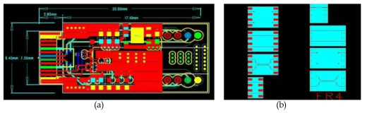 (a)설계 회로도 기반 PCB Artwork (b)Reference PCB Artwork