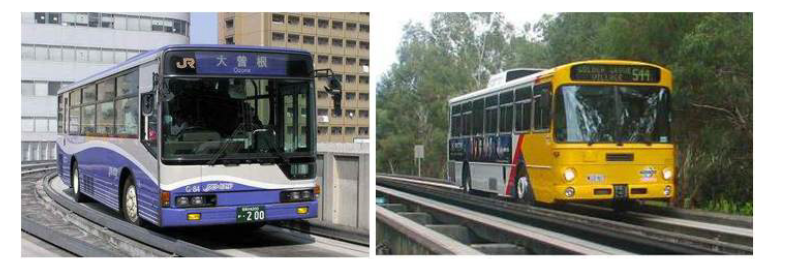 호주 O-Bahn 버스(좌)와 나고야 가이드웨이 버스(우)