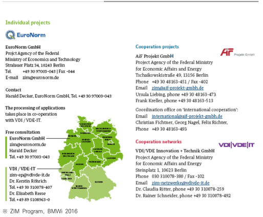 독일연방경제에너지부 산하 ZIM 사업 3개 전담관리기관
