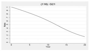 기술분류 G21의 진부화 곡선 사례