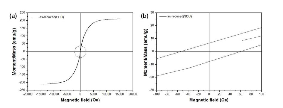 Hysteresis loop of spherical agglomerate of Fe SDU nanopowder