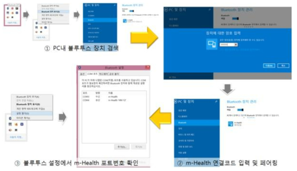 m-Health 기기와 PC와의 블루투스 연결설정