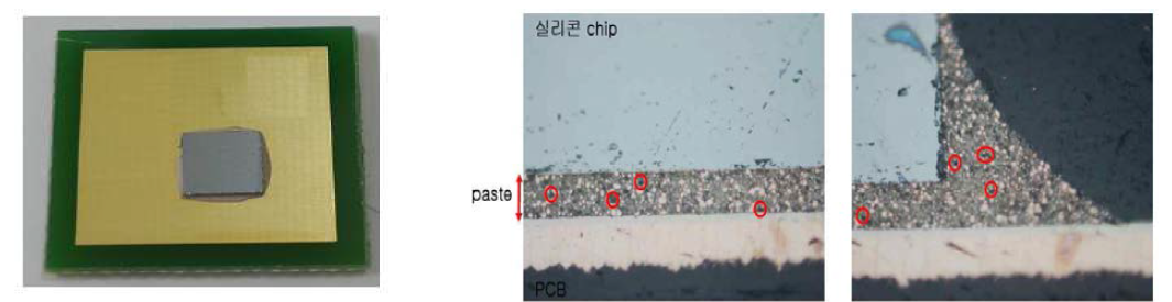 Si chip (5mm x 5mm) 적용 모습 및 단면 관찰