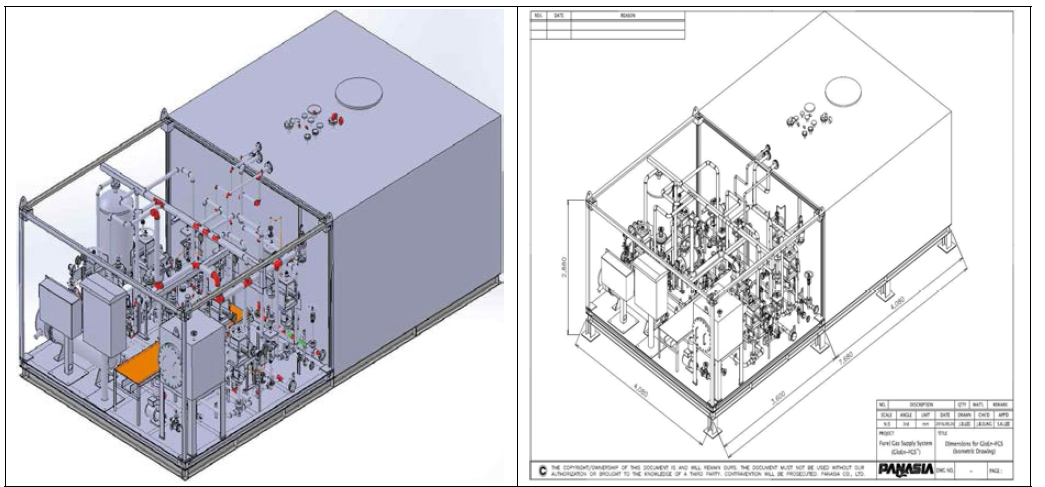 2MW급 PBU Type LNG 연료공급 시스템 3D Modeling도면