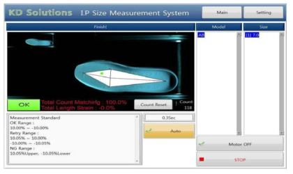 문자 인식이 추가 된 I.P 크기 측정 프로그램 사용자 인터페이스