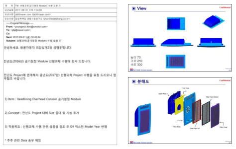 쌍용자동차 청정오버헤드콘솔 2017년 선행과제 진행 사항