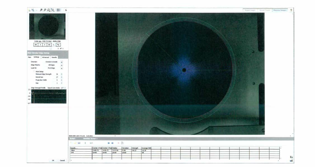 Vision assistant를 이용한 웨이퍼의 중심좌표 검출