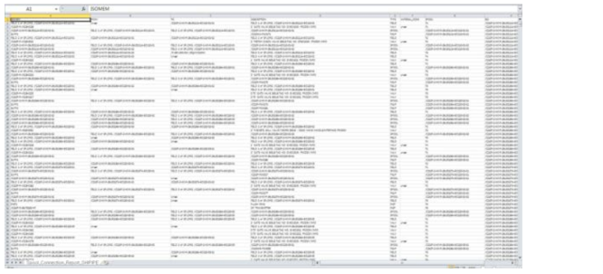 PDMS 마크로 프로그램으로부터 추출된 원본 데이터 (엑셀로 읽음)