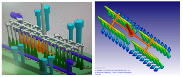 0.2ML PCR-TUBE delivery system: (좌) 초기 설계안, (우) CAE해석 설계안