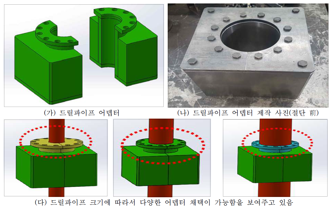 드릴파이프 어뎁터 설계 도면 및 제작 사진