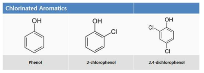 페놀 및 염소계 페놀 2종의 분자구조