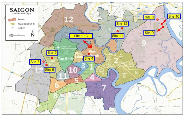 베트남 호치민 2차 현장 평가 12개소 위치