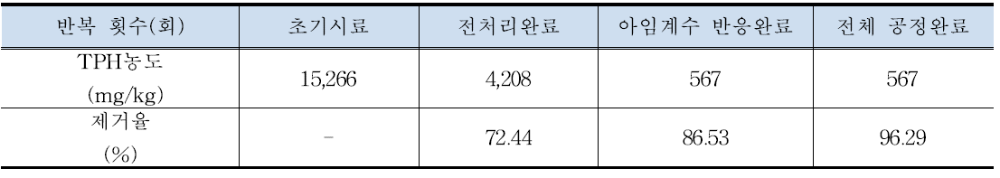 공정반복 횟수에 따른 전처리 정화효율