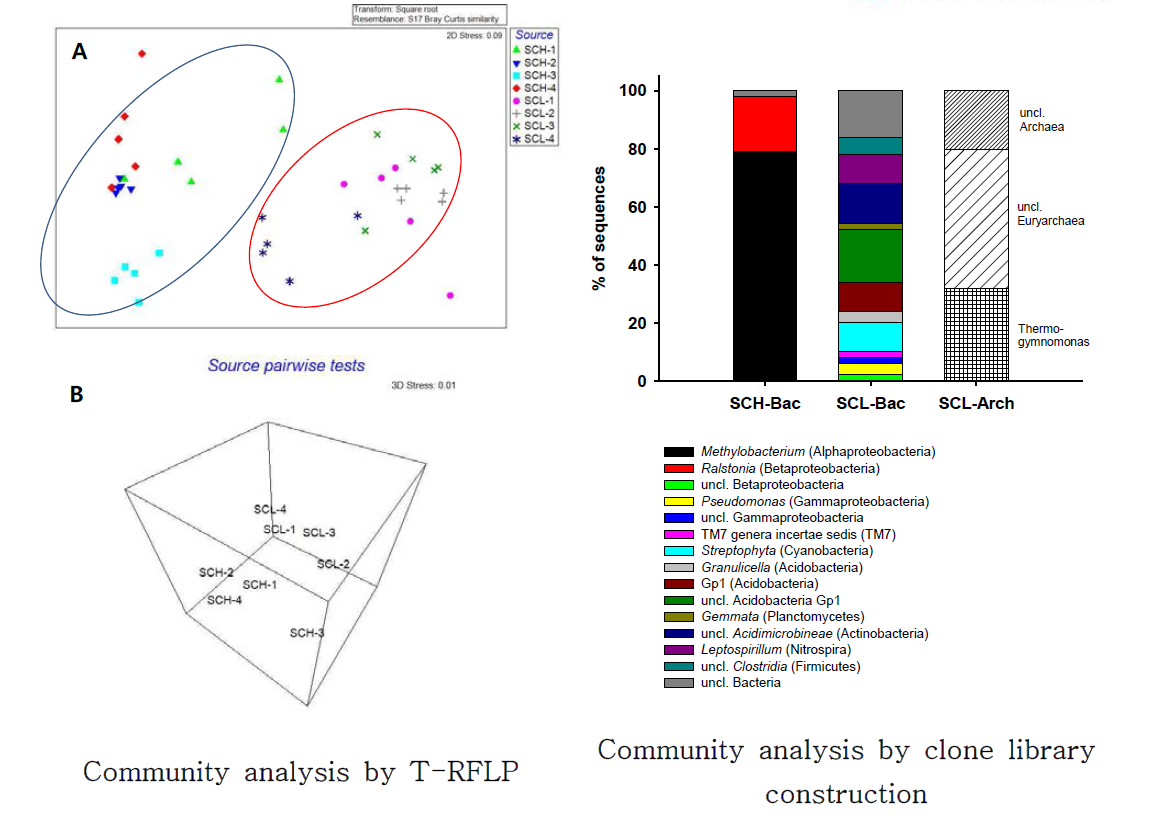 Comparision of microbial community compositions between high and low concentrations of toxic metals