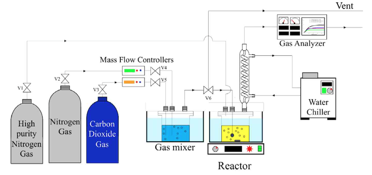 이산화탄소 흡수능 측정을 위한 실험장치 개략도