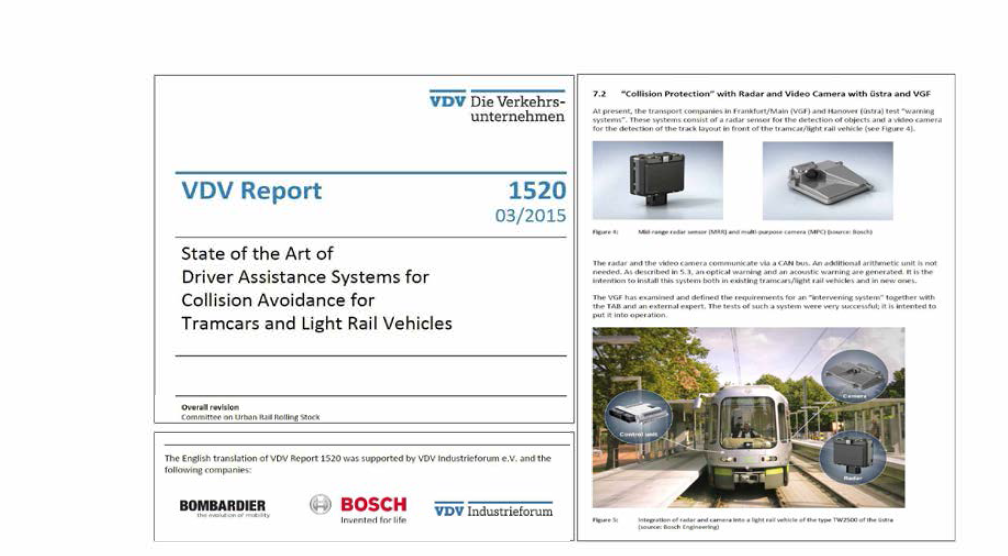트램을 위한 충돌회피 운전자지원시스템에 대한 독일VDV 보고서