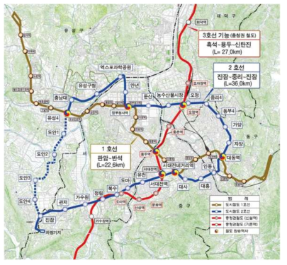 대전 도시철도 2호선 노선계획