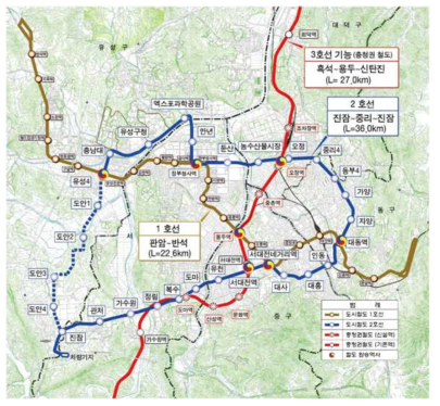 대전 도시철도 2호선 노선계획