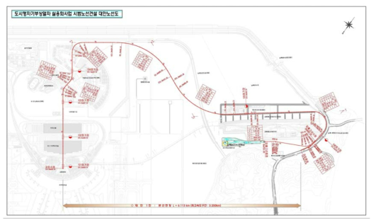 실용화사업 시범노선의 노선도