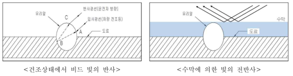 수막에 의한 빛의 전반사 현상