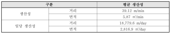 수동식 차선도색 방식의 생산성 측정 결과