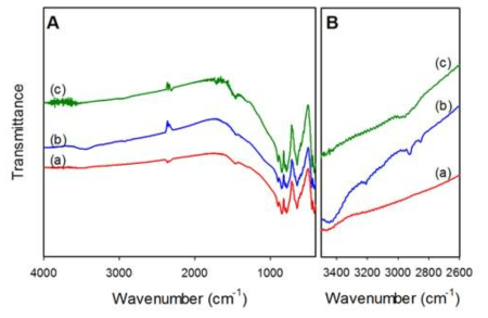 표면 개질한 축광물질의 FT-IR 스펙트럼