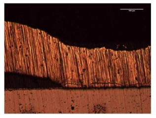 Crack in bond wire after active power cycling with △T of 55 K