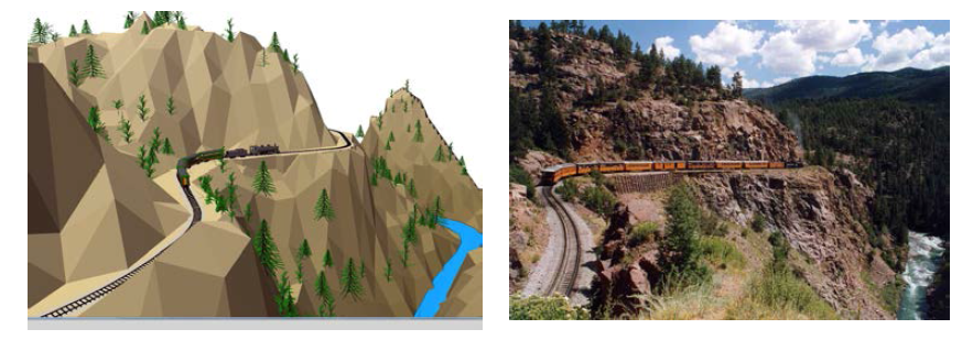미국 콜로라도 선로 3D 설계와 실제 사진
