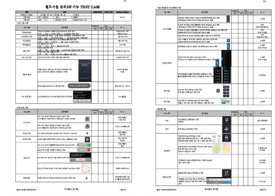 산출물 – 철도시설 검색SW 기능 TEST CASE