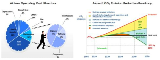 항공기의 운영비용 구조와 CO2 배출절감을 위한 로드맵