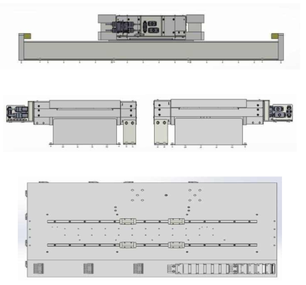 제작한 3축 리니어 모션 스테이지의 엑추에이터 및 리니어스케일 평면도