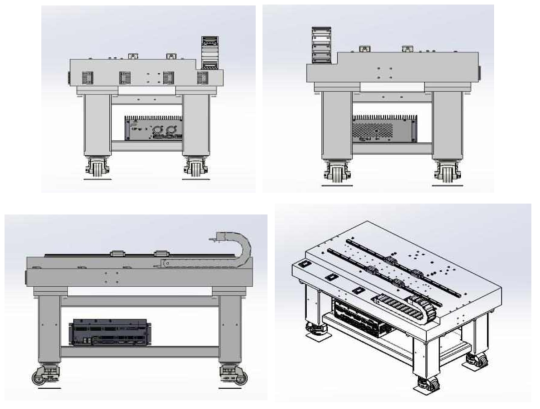 제작한 3축 리니어 모션 스테이지의 테이블 구성 3D모델링